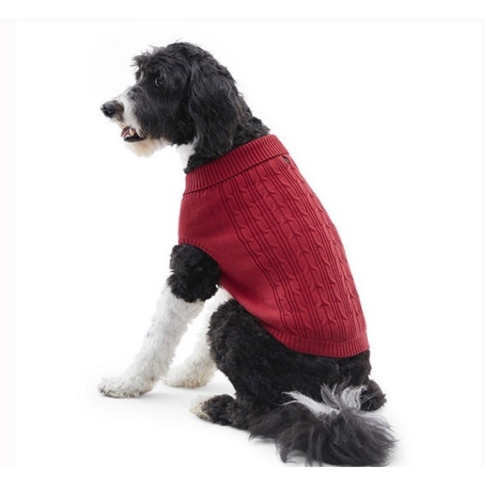 Christmas Holiday Dog Sweater Red Cable Knit Turtleneck Size M‎ NWT